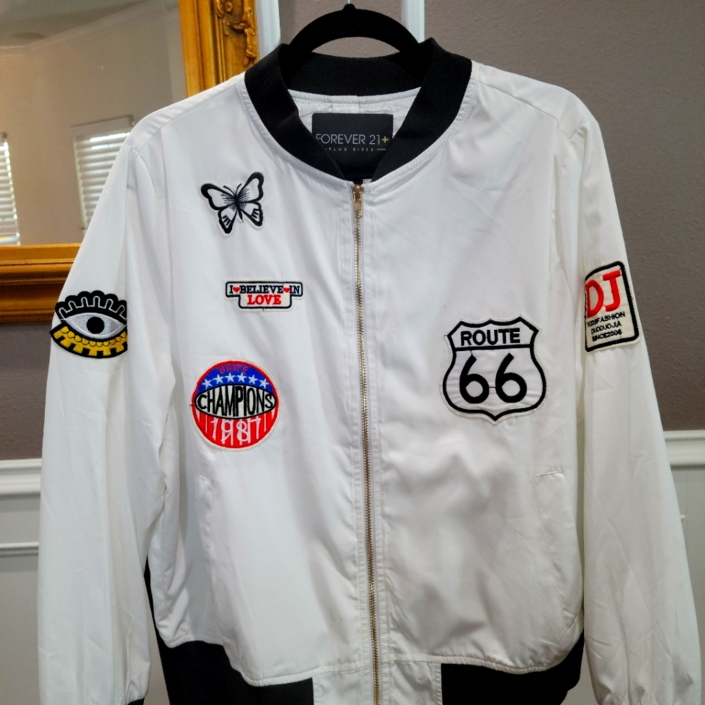 Light Jacket White with Black Trim patch work